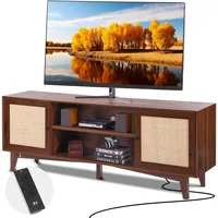 Vevor Rattan-TV-Ständer 191cm Fernseher Boho-TV-Schrank Fernsehschrank Walnuss