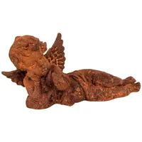 Aubaho Gartenskulptur Engel liegend Eisen Garten rost Eisenfigur Skulptur