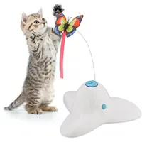 Relaxdays Katzenspielzeug mit Schmetterling, Weiß,Hellblau,Rot