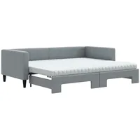 VidaXL Tagesbett Ausziehbar mit Matratze Hellgrau 90x200 cm Stoff1847375