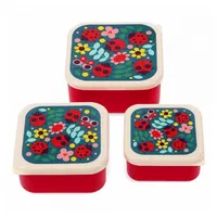 Rex London Snack Box 3er Set Ladybird wiederverwendbar, BPA-frei,