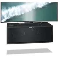 Vladon Lowboard, Schwarz Hochglanz, 80x29x37 cm, Wohnzimmer, Wohnwände, Lowboards,