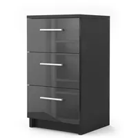 Vicco Nachttisch, Schwarz Hochglanz, 38 x 66 cm Vicco