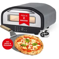 GOURMETmaxx Elektro-Pizzaofen mit Pizzaheber | Edelstahl/schwarz