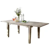 Massivmoebel24 Esstisch mit Ansteckplatten Sheesham 140-180/220x90x76 grau geölt leeds