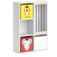 Vicco Kinderregal, Weiß, Weiß, Holzwerkstoff, 5 Fächer, 1 Schubladen,