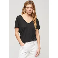 Superdry Studios Slub Embroidered Vee Kurzarm-T-Shirt Black Metallic M