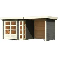 Karibu Gartenhaus Kerko 3 mit 240 cm Anbaudach, Seiten-
