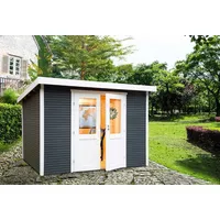 Wolff Finnhaus Gartenhaus Pulti Softline 3030 - 28 mm-anthrazit-Inkl.