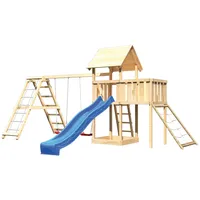 Karibu Akubi Kinderspielturm Lotti mit Satteldach inkl. Wellenrutsche, Doppelschaukelanbau,