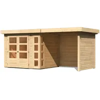 Karibu Gartenhaus Kerko 3 mit 240 cm Anbaudach, und