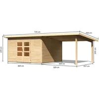 Karibu Gartenhaus Northeim 5 mit Anbaudach – 38 mm-369