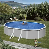 MyPOOL Poolset Feeling Grau - Ovalform mit Stahlwandbecken Höhe