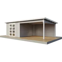 Wolff Finnhaus Gartenhaus Ole 7133, 28 mm, hellgrau Ohne