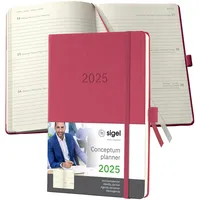 Sigel C2570 Wochenplaner Wochenkalender 2025, ca. A5, rot, Hardcover,