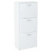 Matkam Schuhschrank Weiß, Holzwerkstoff, 50x116x28 cm, Garderobe, Schuhaufbewahrung, Schuhkipper