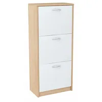 Matkam Schuhschrank Sonoma Eiche, Weiß, Holzwerkstoff, 50x116x28 cm, Garderobe,
