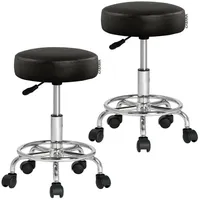 CASARIA Rollhocker 2er-Set Kunstleder Schwarz 360° Drehbar