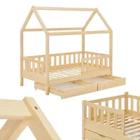 Juskys Kinderbett Marli 80 x 160 cm mit Bettkasten,