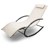 LACESTONE Sonnenliege Gartenliege Relaxliege Schaukelliege Liegestuhl Schaukelstuhl (1 Liege)(Beige)