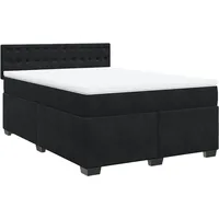 VidaXL Boxspringbett mit Matratze Schwarz 140x200 cm Samt -