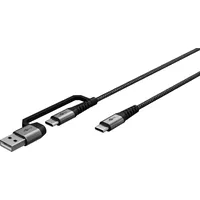 Goobay 2in1 USB-Textilkabel, spacegrau/silber, 2 m