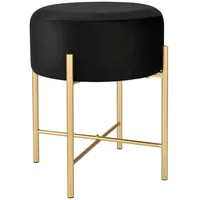 [en.casa] Sitzhocker Kungälv Polsterhocker bis 100 kg Schwarz/Messingfarben