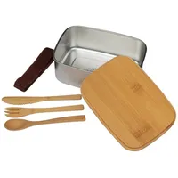 Livepac-Office Große Brotdose / Brotzeitbox mit Bambusdeckel