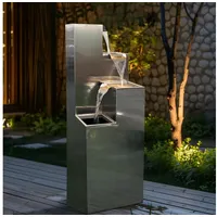 Köhko Springbrunnen Ribero-XL aus Edelstahl mit LED-Beleuchtung Wasserspiele für