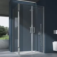 Doporro Eck-Duschkabine 80x100x195cm Eckdusche ESG-Sicherheitsglas Klarglas inkl. beidseitiger Easy-Clean-Beschichtung