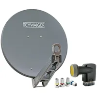Schwaiger Satellitenschüssel Komplettset - Ø 80 cm Aluminium Quad
