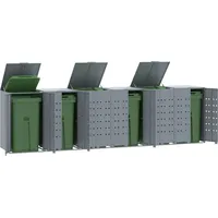 VidaXL Mülltonnenbox für 6 Tonnen Grau 414x79x117 cm Stahl
