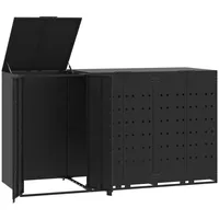 VidaXL Mülltonnenbox für 3 Tonnen Schwarz 207x79x117 cm Stahl