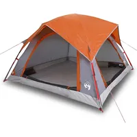 VidaXL Campingzelt 4 Personen Grau und Orange Wasserdicht