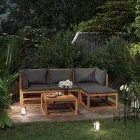 VidaXL 5-tlg. Garten-Lounge-Set mit Kissen Massivholz Akazie