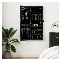VidaXL Schmuckschrank mit Spiegel Wandmontage Schwarz 37,5x10x106 cm