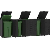VidaXL Mülltonnenbox für 5 Tonnen Schwarz 345x79x117 cm Stahl