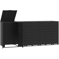 VidaXL Mülltonnenbox für 4 Tonnen Schwarz 276x79x117 cm Stahl