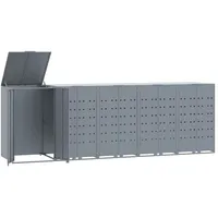 VidaXL Mülltonnenbox für 5 Tonnen Grau 345x79x117 cm Stahl