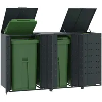 VidaXL Mülltonnenbox für 3 Tonnen Anthrazit 207x79x117 cm Stahl