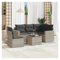 VidaXL Garten-Sofagarnitur 6-tlg. hellgrau