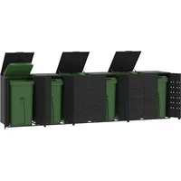 VidaXL Mülltonnenbox für 6 Tonnen Schwarz 414x79x117 cm Stahl