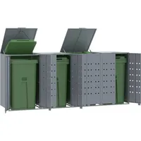 VidaXL Mülltonnenbox für 4 Tonnen Grau 276x79x117 cm Stahl
