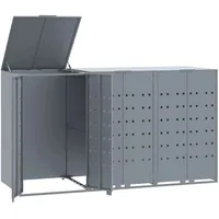 VidaXL Mülltonnenbox für 3 Tonnen Grau 207x79x117 cm Stahl