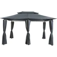 Beliani Garten-Pavillon 4 x 3 m Grau/Schwarz