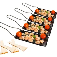 Rosenstein & Söhne 4er-Set Grill-Pfännchen mit klappbarem Griff, spülmaschinenfest