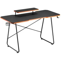 NanoRS Gaming-Tisch mit Monitorablage, Getränkehalter und Kopfhörerhalter, Schreibtisch 136x60x85cm