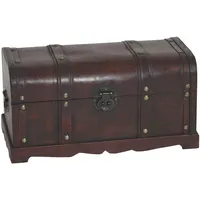 Mendler Holztruhe Holzbox Schatztruhe Valence Antikoptik 30x57x29cm - rund
