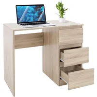 ML-Design Schreibtisch mit 3 Schubladen, 90x76x50 cm, in Sonoma-Eiche,