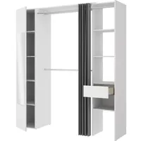 Vente-unique Kleiderschrank mit Vorhang & 1 Tür + Spiegel